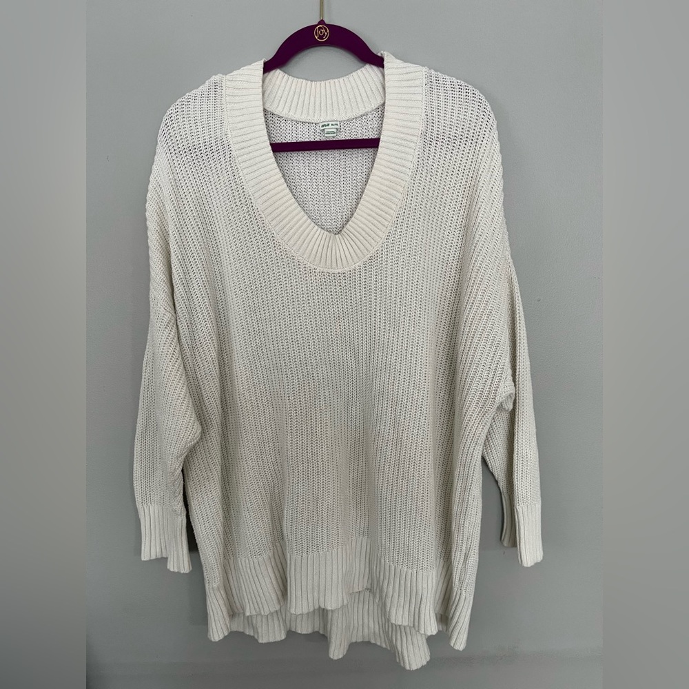 Aerie XXL knit sweatshirt sweater long sleeve crew neck white